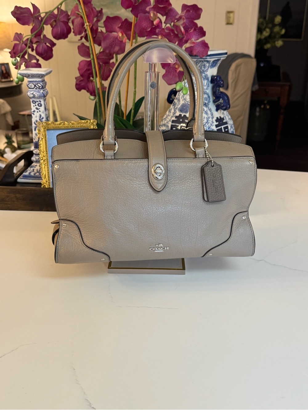 🩶🤎 COACH LEATHER MERCER 30 SATCHEL!